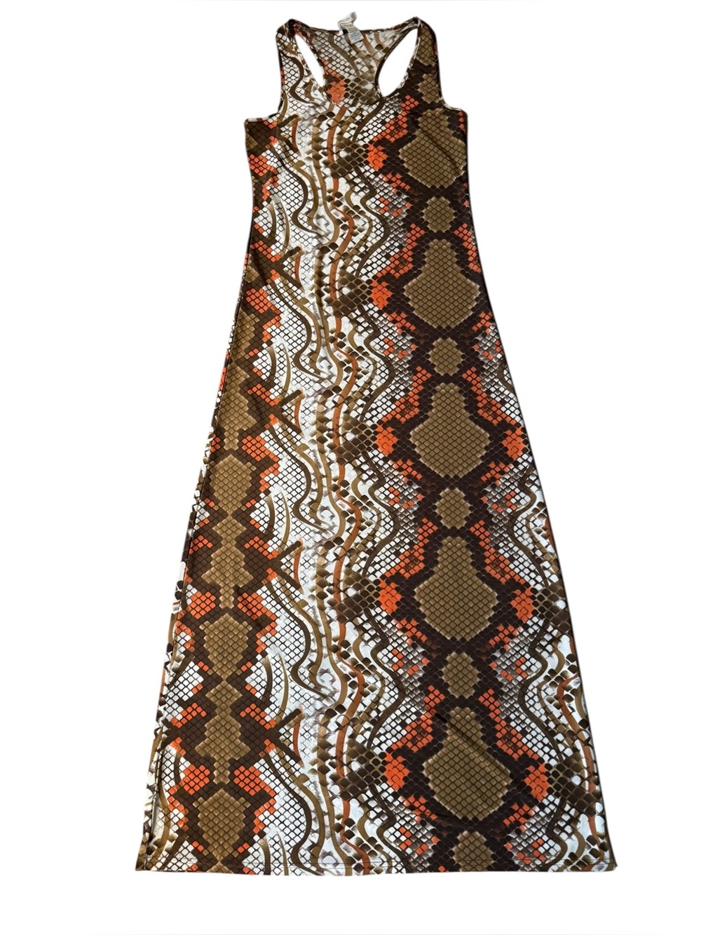 Connection 18, Y2K snakeskin pattern, maxi dress, medium